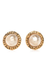 Pearl Round Clip On Earrings Gold