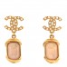 Metal Crystal Pearl CC Drop Earrings i Gold Pink