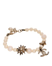 Pearl Crystal Star CC Bracelet Gold