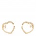 Metal Crystal CC Open Heart Earrings Gold
