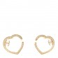 Metal Crystal CC Open Heart Earrings Gold
