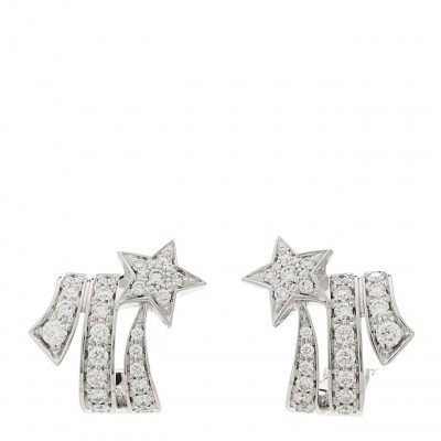 18K White Gold Diamond Etoile Filante Earrings