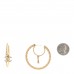 Crystal Pearl CC Drop Hoop Earrings Gold Pearly White