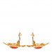 Enamel CC Clip On Earrings Orange Gold