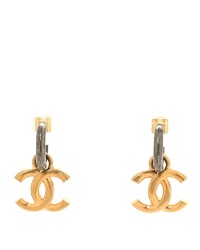 Metal Drop CC Earrings Ruthenium Gold