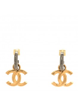 Metal Drop CC Earrings Ruthenium Gold