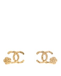 Metal Camellia CC Earrings Gold