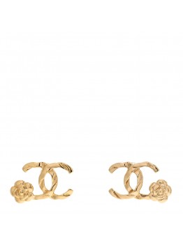 Metal Camellia CC Earrings Gold