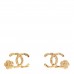 Metal Camellia CC Earrings Gold