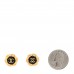 Resin CC Round Earrings Gold Black