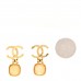 Metal Natural Stones CC Drop Earrings Gold