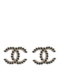 Strass Crystal Dazzling Wheat CC Earrings Black Gold