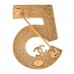 Metal Enamel CC No 5 Rope Brooch Gold Denim Blue