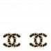 Lambskin CC Chain Earrings Black Gold Pink