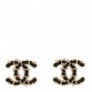 Lambskin CC Chain Earrings Black Gold Pink
