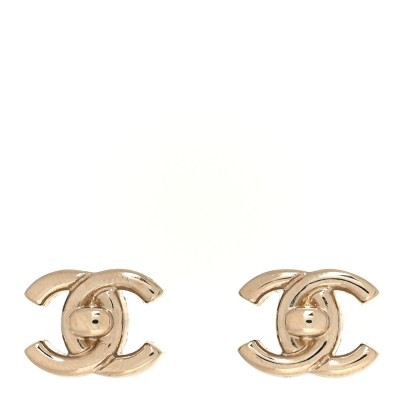 Metal CC Turnlock Earrings Gold