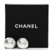 Resin Metal CC Stud Earrings Silver Pearly White