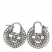 Crystal Pearl CC Hoop Earrings Silver
