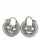 Crystal Pearl CC Hoop Earrings Silver
