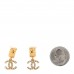 Metal Crystal CC Logo Hoop Drop Earrings Gold