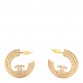 Metal Crystal CC Rope Hoop Earrings Gold