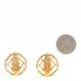 Metal Logo Open Work Round Clip On Earrings Gold