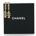Metal Crystal CC Drop Earrings Gold