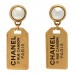 Pearl CC Tags Drop Earrings Gold