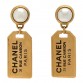 Pearl CC Tags Drop Earrings Gold