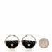 Metal Resin Quilted Flap Bag Hoop Earrings Black Gold