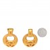 Metal Round CC Drop Clip On Earrings Gold