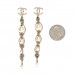 Pearl Crystal CC Chain Drop Earrings Gold