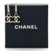 Metal Crystal Studded CC Drop Earrings Gold
