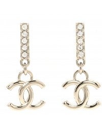 Crystal CC Drop Earrings Gold