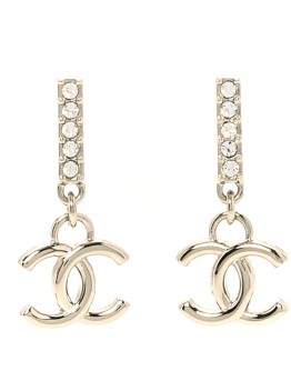 Crystal CC Drop Earrings Gold