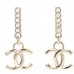 Crystal CC Drop Earrings Gold