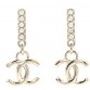 Crystal CC Drop Earrings Gold