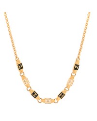 Metal Enamel CC Squares Choker Gold White Black