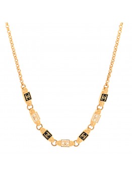 Metal Enamel CC Squares Choker Gold White Black