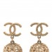 Metal CC Ornate Ball Drop Earrings Gold