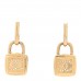 Metal CC Lock Drop Earrings Gold