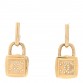 Metal CC Lock Drop Earrings Gold