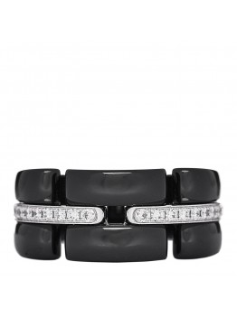 18K White Gold Diamond Black Ceramic Medium Ultra Ring 54 6.75