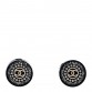 Crystal Pearl CC Round Earrings Black Silver