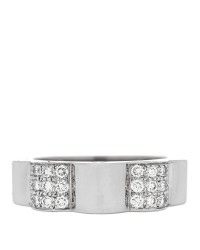 18K White Gold Diamond Profil de Camellia Band Ring 53 6.5