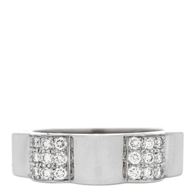 18K White Gold Diamond Profil de Camellia Band Ring 53 6.5