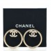 Metal Crystal CC Round Drop Earrings Gold