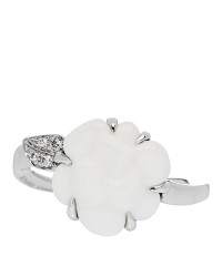 18K White Gold Diamond Agate Camellia Ring 52 6