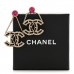 Metal Lambskin Crystal CC Chain Drop Earrings Black Gold Pink Multicolor