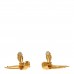 Metal Round CC Drop Clip On Earrings Gold